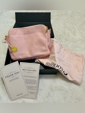 Minooy Pink Leather Crossbody Shoulder Bag with Gold Accents NEW!
